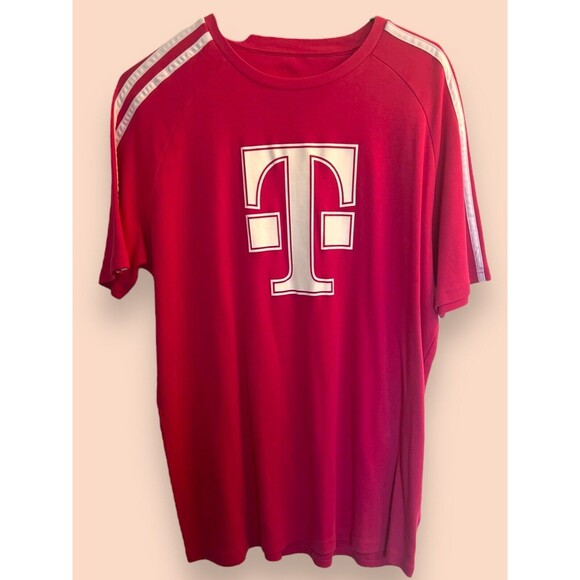 T-Mobile T-Shirt Tee Unisex Pink Striped Employee Uniform Workwear Shirt Large - Picture 3 of 6